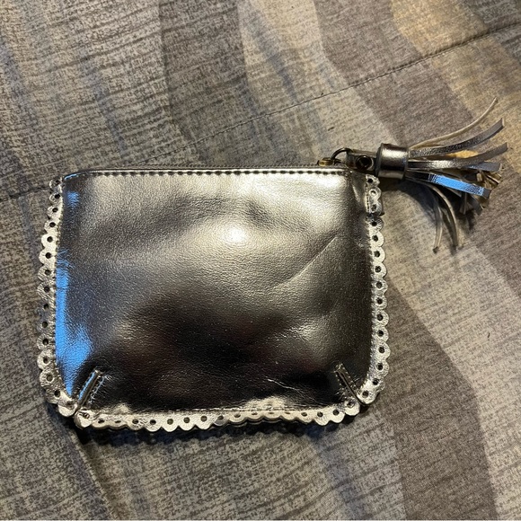Metallic silver Isaac Mizrahi coin purse - Picture 2 of 3